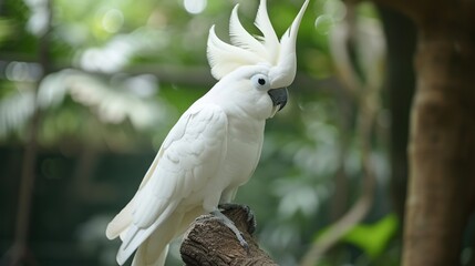 white parrot on a tree branch