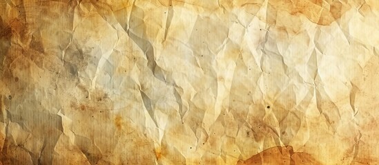 A detailed capture of a crumpled sheet showcasing the intricate pattern formed by tints and shades of brown, amber, wood, and beige.