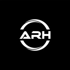 ARH letter logo design with black background in illustrator, cube logo, vector logo, modern alphabet font overlap style. calligraphy designs for logo, Poster, Invitation, etc.