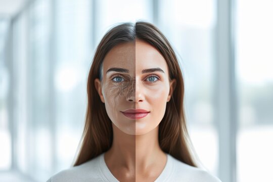 Aging radiofrequency. Comparison young to old woman vaccinations. Less Wrinkles, daughter, blue zones, lines through skincare, anti aging cream, oil free face cream and face lift