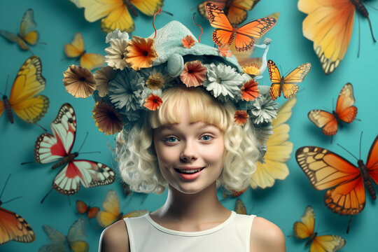 portrait of a girl with flowers surrel
