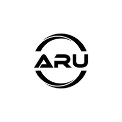 ARU letter logo design with white background in illustrator, cube logo, vector logo, modern alphabet font overlap style. calligraphy designs for logo, Poster, Invitation, etc.