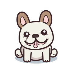 Obraz na płótnie Canvas Vector illustration of a small cartoon French bulldog against a white background