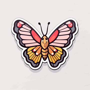 Vector illustration of a small cartoon Monarch Butterfly against a pink background