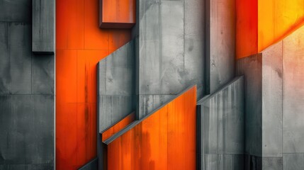 Vertical abstract background featuring orange and grey geometric textures. Modern elegance unfolds,...