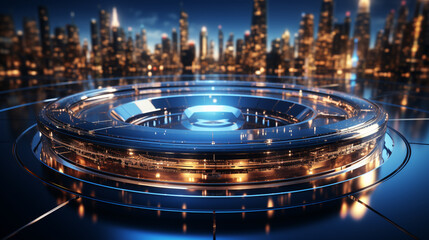 neon blue time connecting hole light background