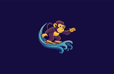 Monkey surfing on sea vector  illustration design