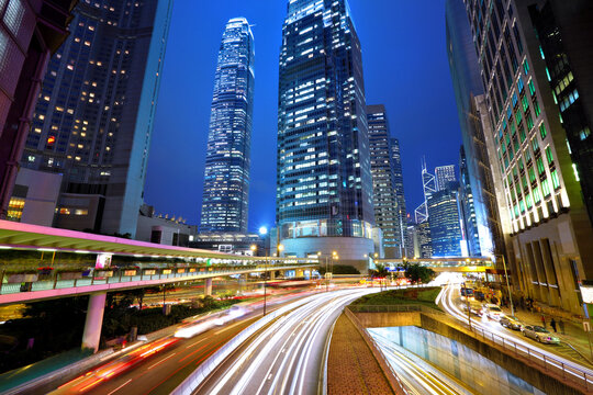 traffic in city at night