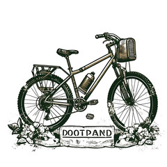 Stamp of Portland With Monochrome Moss Green Color Roses and Bicycles Transparent PNG City Concept Art Tshirt Design Illustration Label Diverse City Castle Large Urban Market Project Collage 