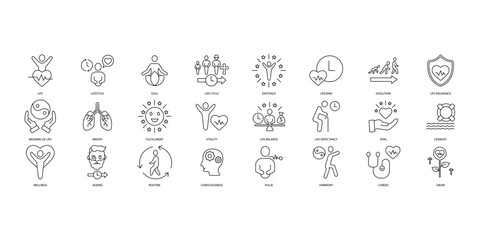 Life icons set. Set of editable stroke icons.Vector set of Life