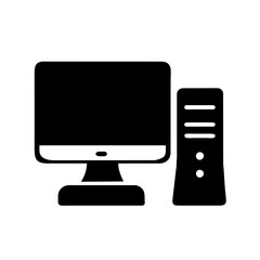 Computer set icon. Motherboard, monitor, system unit, desktop, screen, processor, cpu, work place, laptop, pc working, office. Vector icon in line, black and colorful style on white background