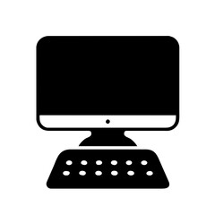 Computer set icon. Motherboard, monitor, system unit, desktop, screen, processor, cpu, work place, laptop, pc working, office. Vector icon in line, black and colorful style on white background