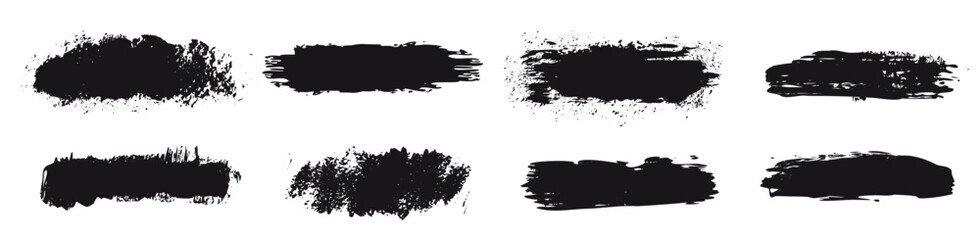 Black set paint, ink brush, brush strokes, brushes, lines, frames, box, grungy. Grungy brushes collection. Brush stroke paint boxes on white background - stock vector.
 - obrazy, fototapety, plakaty
