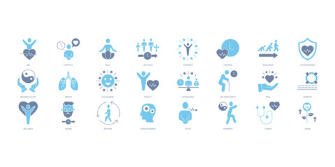 Life icons set. Set of editable stroke icons.Vector set of Life - obrazy, fototapety, plakaty