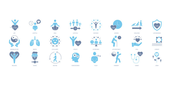 Life icons set. Set of editable stroke icons.Vector set of Life