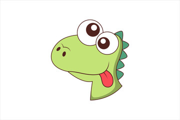 Naklejka premium Cute Dinosaur Funny Flat Sticker Design