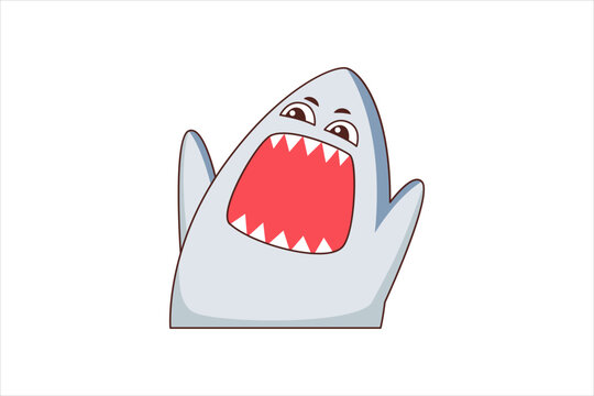 Cute Angry Shark Funny Flat Sticker Design