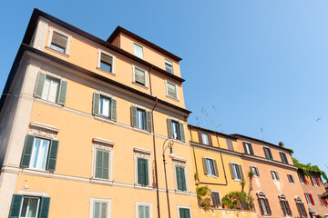 Simple architecture of European apartments in Rome