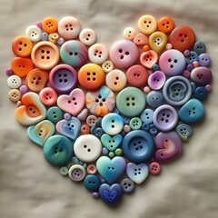 heart shaped buttons.assorted buttons in black background.