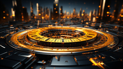 neon yellow time connecting hole light background