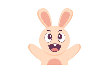 Cute Rabbit Funny Flat Sticker Design