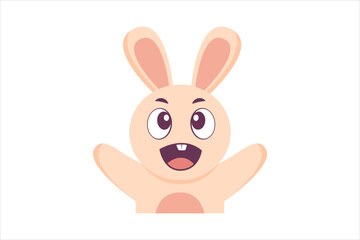 Obraz premium Cute Rabbit Funny Flat Sticker Design