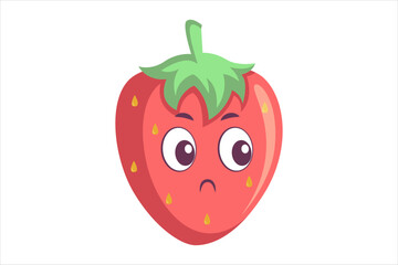 Cute Strawberry Funny Flat Sticker Design