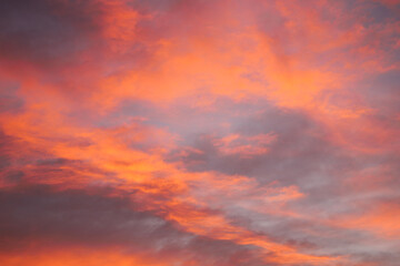Naklejka na ściany i meble burning sky at sunset. Red sky abstract background.