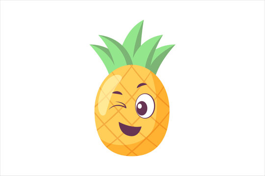 Cute Pineapple Funny Flat Sticker Design