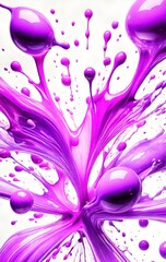 A splash of oil based purple paint on a white background