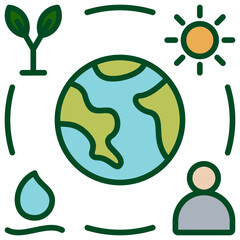 Biodiversity Outline Color Icon.