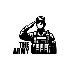 Army soldier salute silhouette logo icon vector illustration.