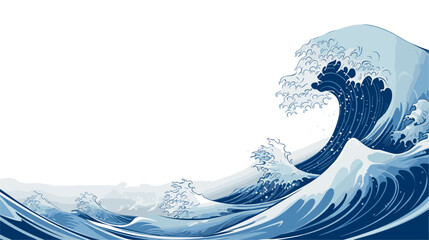 Illustration of a tsunami wave from a side perspective showcasing the towering and surging nature of these oceanic phenomena. simple minimalist illustration creative