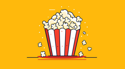 Illustration of a popcorn bucket surrounded by playful popcorn shapes  representing the joy and snackable appeal of a popcorn-filled setting. simple minimalist illustration creative - obrazy, fototapety, plakaty