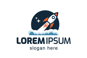 rocket logo, icon or sign. Flat vector 