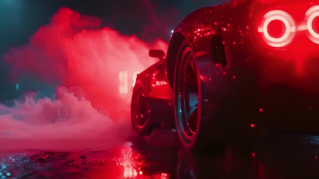 The red lights on the Tree start to countdown as the engine revs and smoke billows out from the tires.
