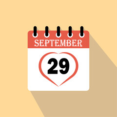Icon calendar day - 29  September. 29 days of the month, vector illustration.