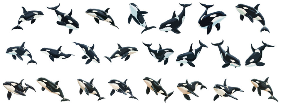 set of killer whale orca.