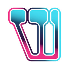 retro futuristic letter W