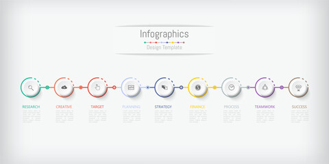 Infographic 9 options design elements for your business data. Vector Illustration.