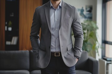 Man standing in a room with a suit on