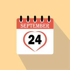 Icon calendar day - 24  September. 24 days of the month, vector illustration.