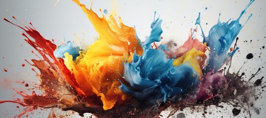 colorful watercolor ink splashes, paint 98 - obrazy, fototapety, plakaty