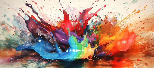 colorful watercolor ink splashes, paint 91