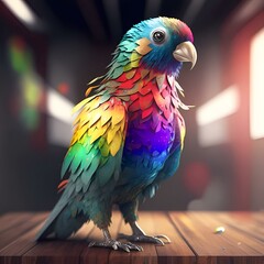 parrot on a branch.blue and yellow macaw.Photo of a colorful parrot perched on a branch. Generative AI.