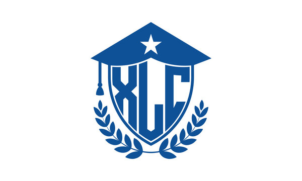 XLC three letter iconic academic logo design vector template. monogram, abstract, school, college, university, graduation cap symbol logo, shield, model, institute, educational, coaching canter, tech