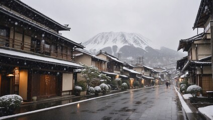 Naklejka premium 雪のある風景