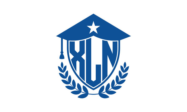 XLN three letter iconic academic logo design vector template. monogram, abstract, school, college, university, graduation cap symbol logo, shield, model, institute, educational, coaching canter, tech