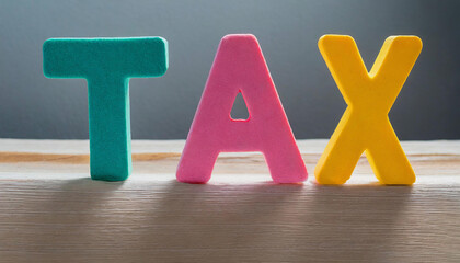 letters folded into the word tax - obrazy, fototapety, plakaty