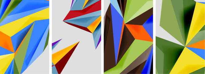 Set of mosaic triangle pattern abstract posters. Vector illustration For Wallpaper, Banner, Background, Card, Book Illustration, landing page